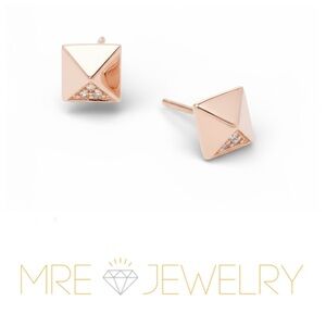 Rose Gold Pyramid Studs With Diamonds